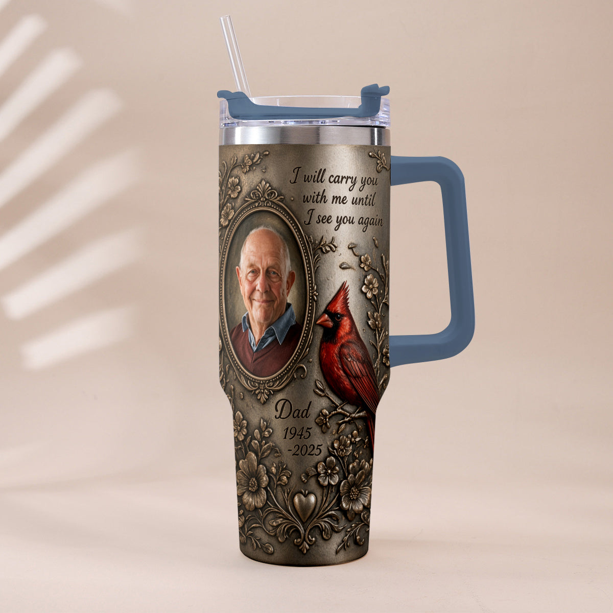 I Will Carry You With Me - Personalized Memorial Tumbler With Handle