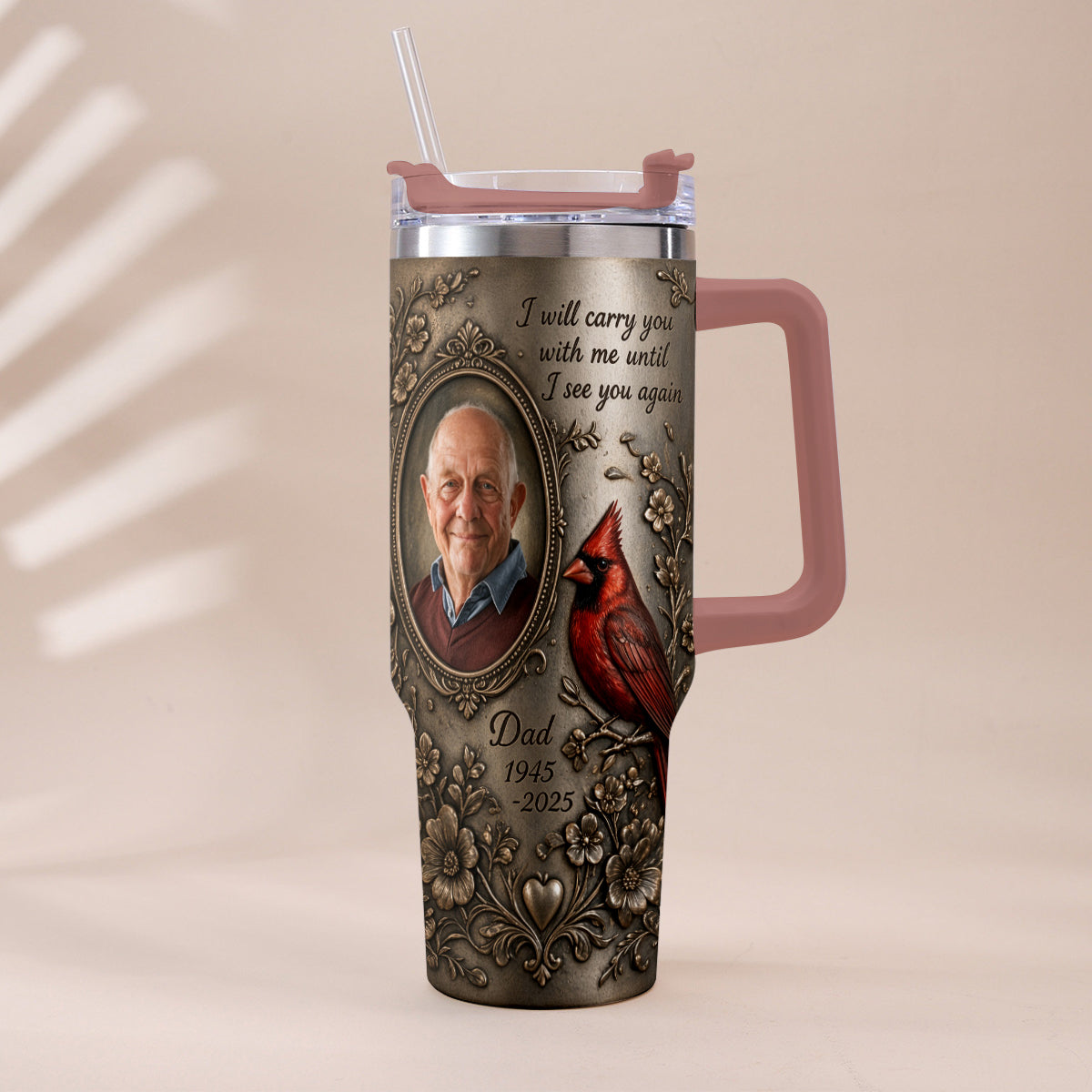 I Will Carry You With Me - Personalized Memorial Tumbler With Handle