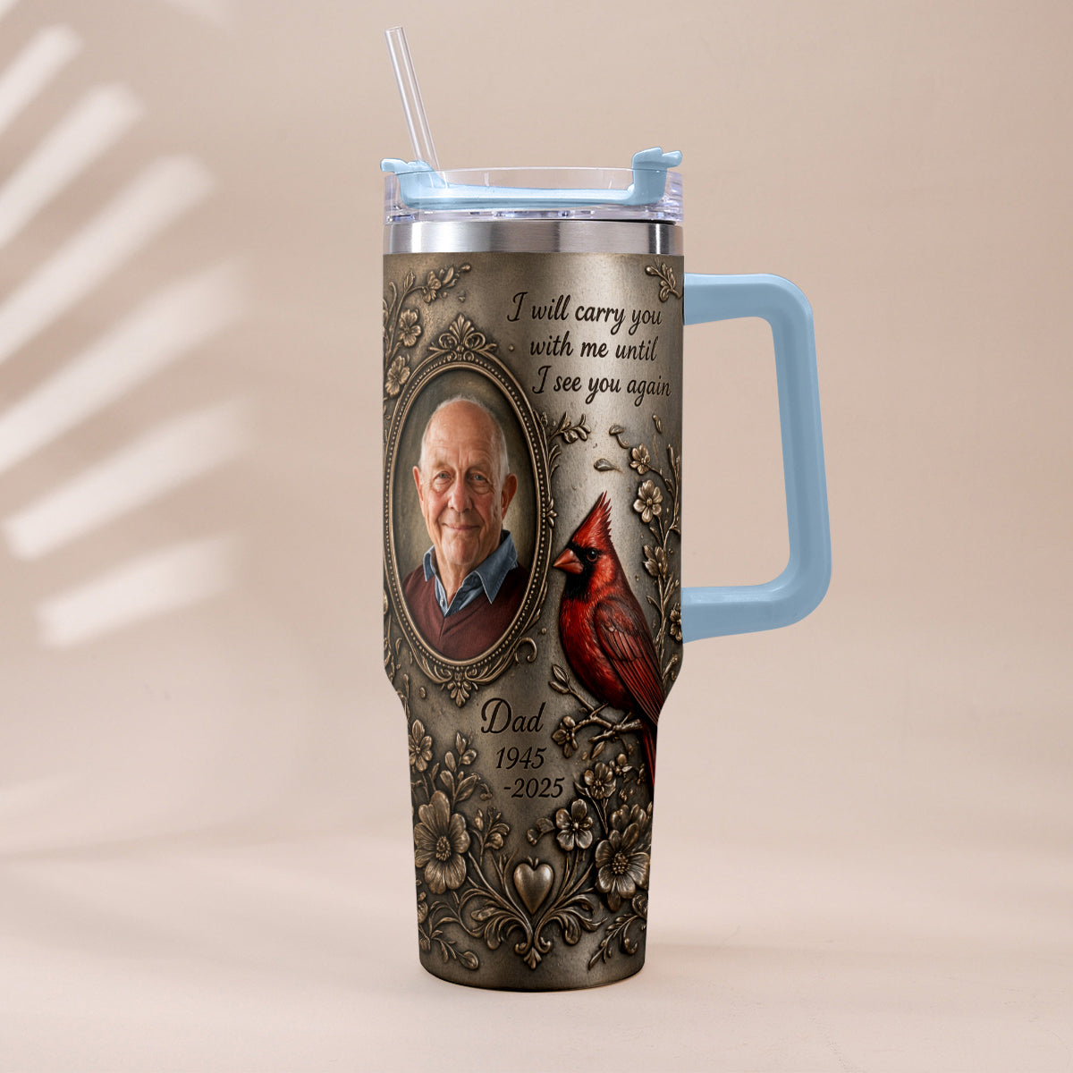 I Will Carry You With Me - Personalized Memorial Tumbler With Handle