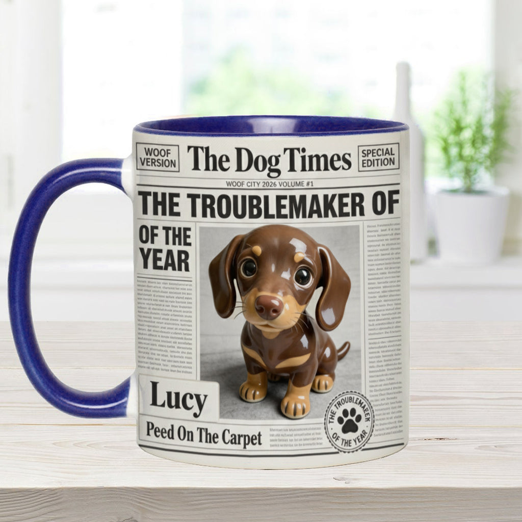 Mug personnalisé « Le fauteur de troubles de l'année » avec motif chien
