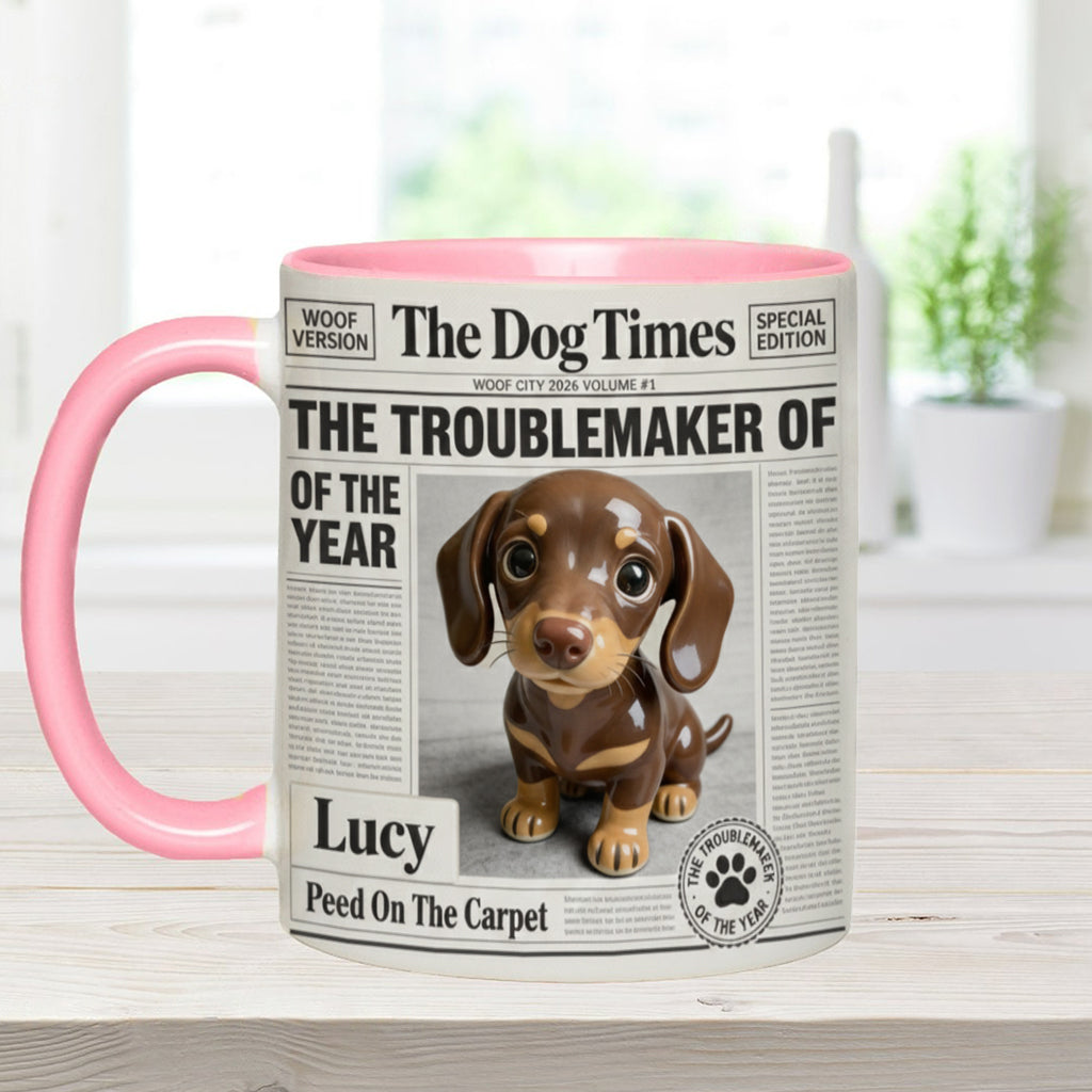 Mug personnalisé « Le fauteur de troubles de l'année » avec motif chien