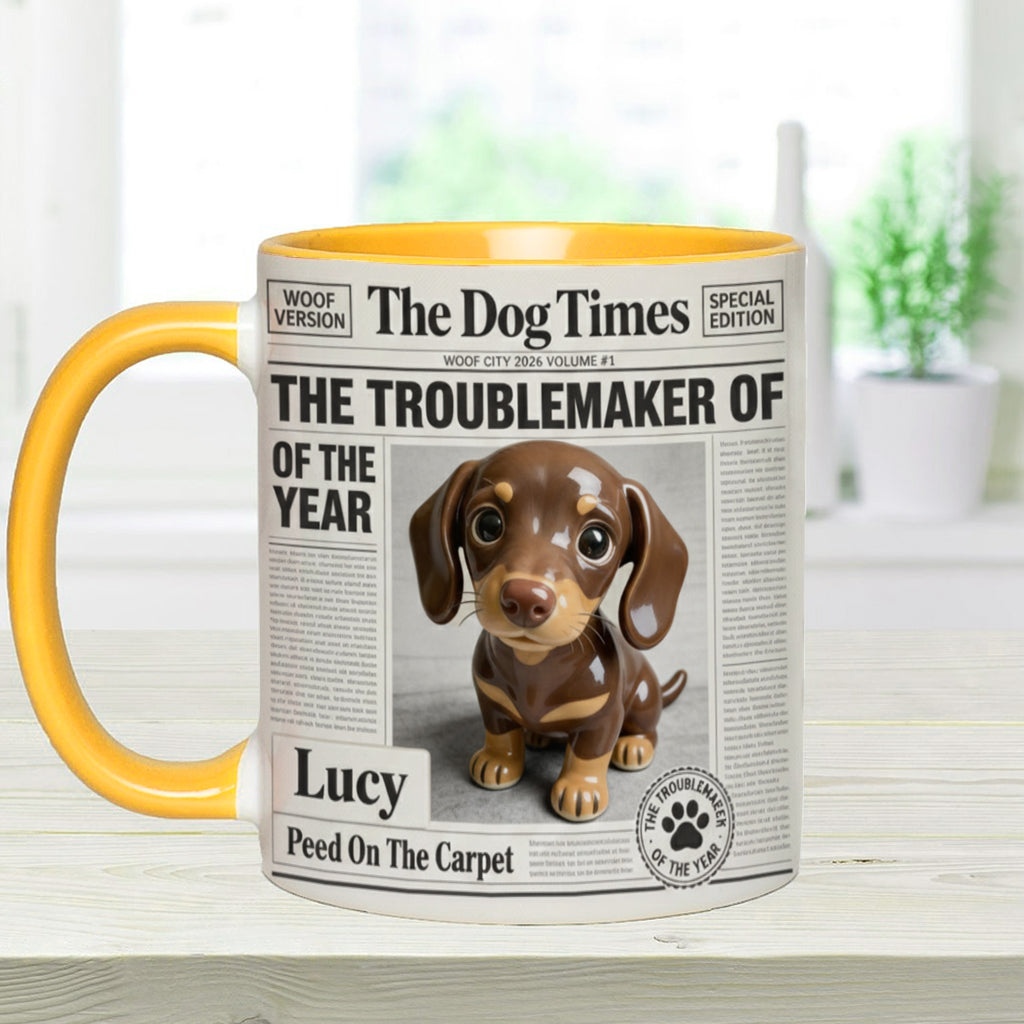 Mug personnalisé « Le fauteur de troubles de l'année » avec motif chien