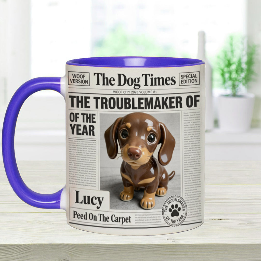 Mug personnalisé « Le fauteur de troubles de l'année » avec motif chien