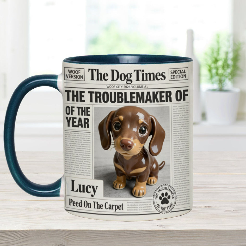 Mug personnalisé « Le fauteur de troubles de l'année » avec motif chien