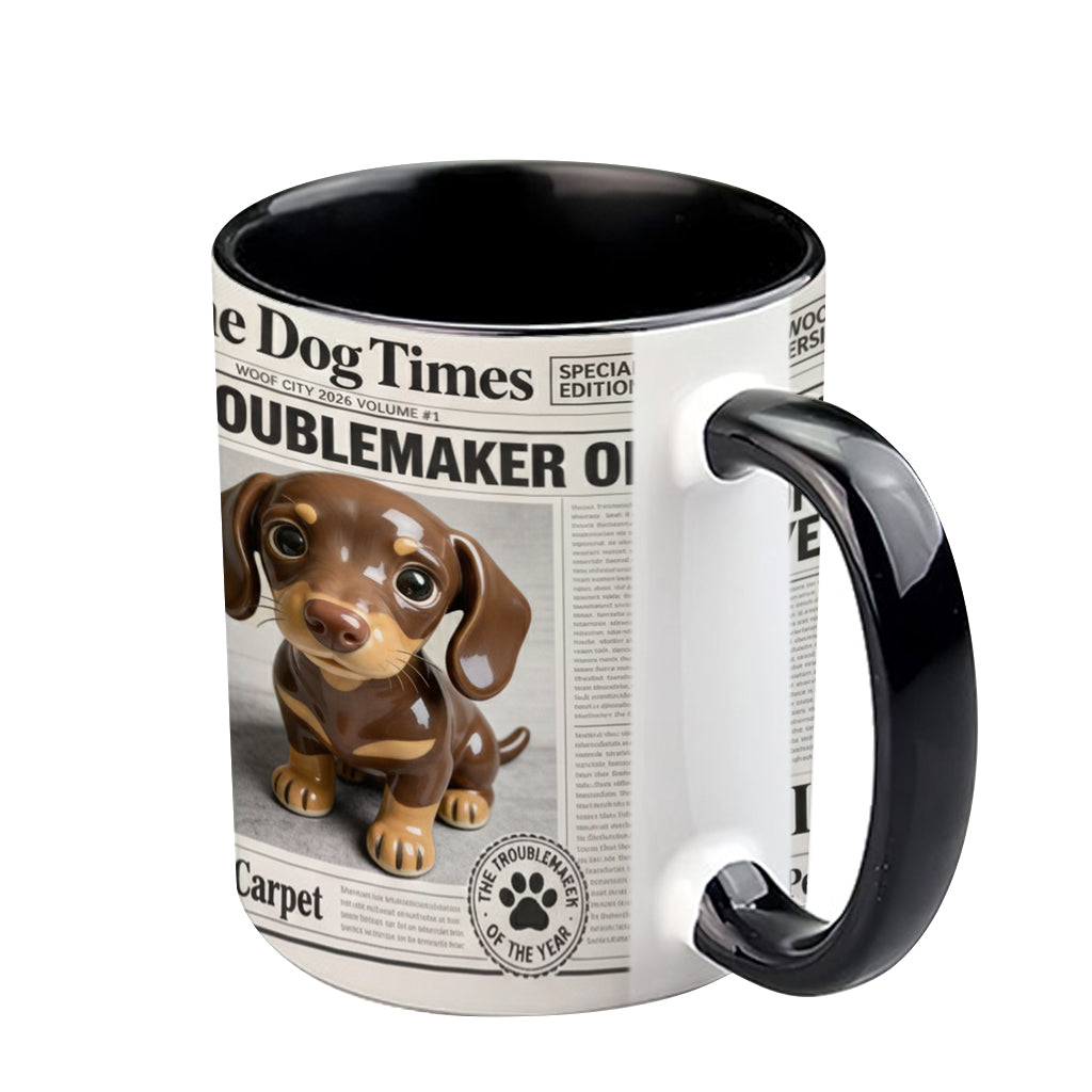Mug personnalisé « Le fauteur de troubles de l'année » avec motif chien