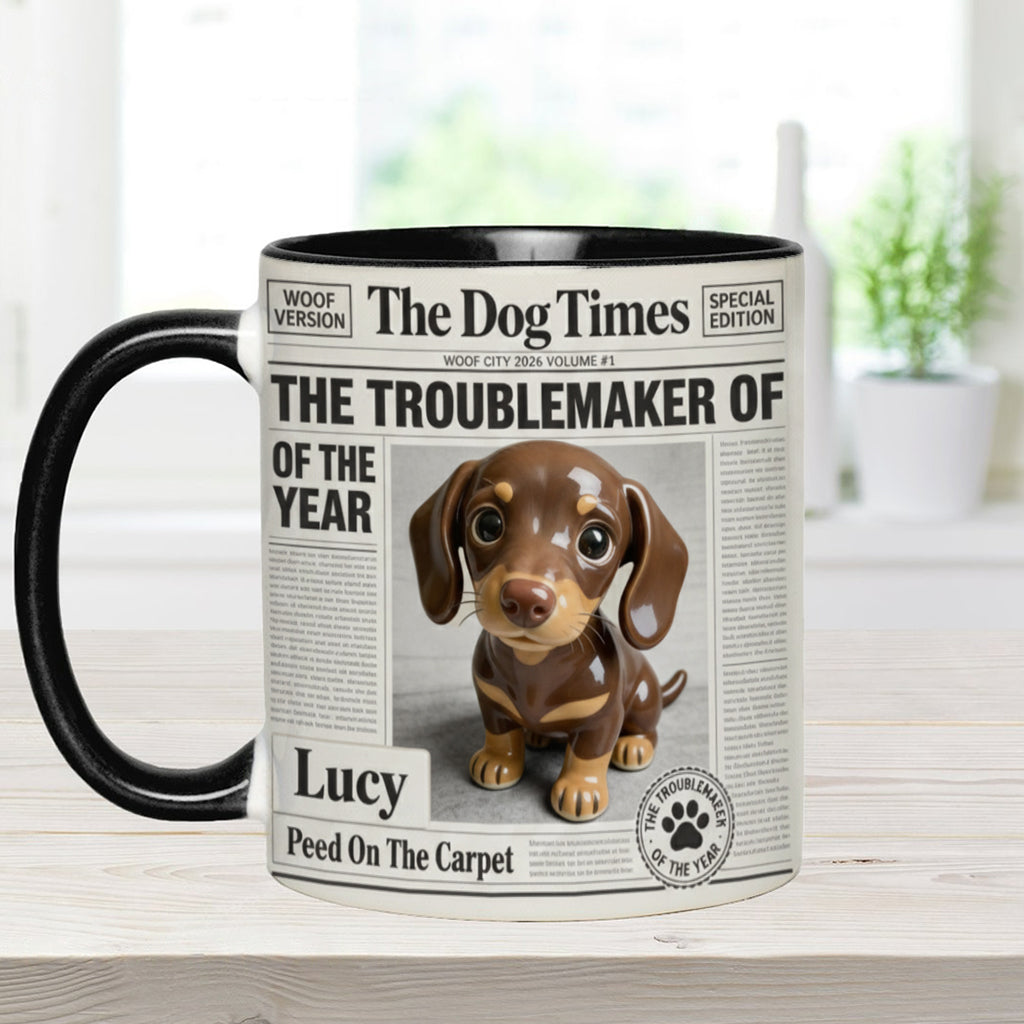 Mug personnalisé « Le fauteur de troubles de l'année » avec motif chien