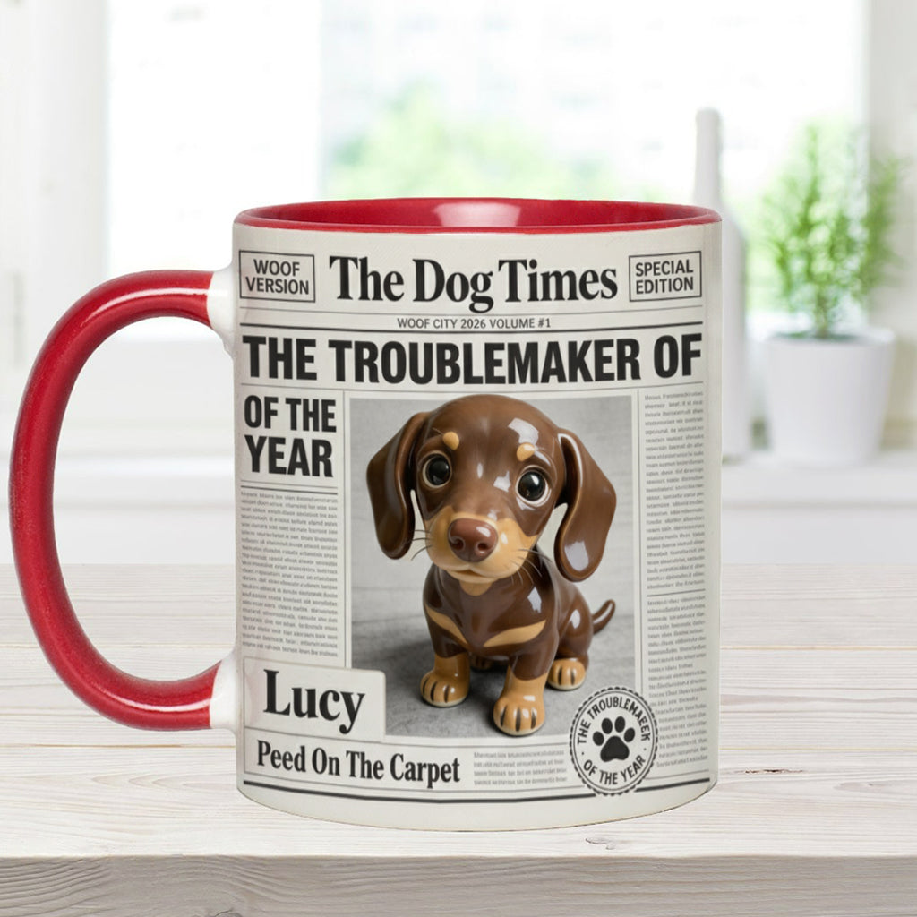 Mug personnalisé « Le fauteur de troubles de l'année » avec motif chien