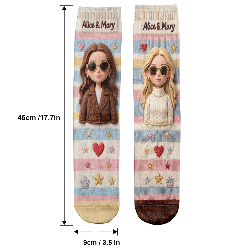 Custom Any Photo - Besties Forever - Personalized Bestie Socks