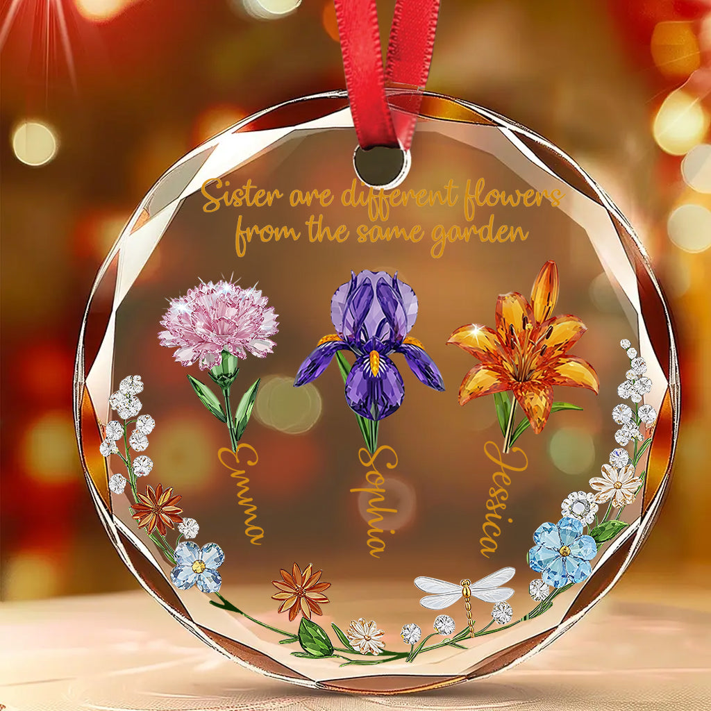 Merry Christmas - Personalized Bestie Round Shaped Glass Ornament
