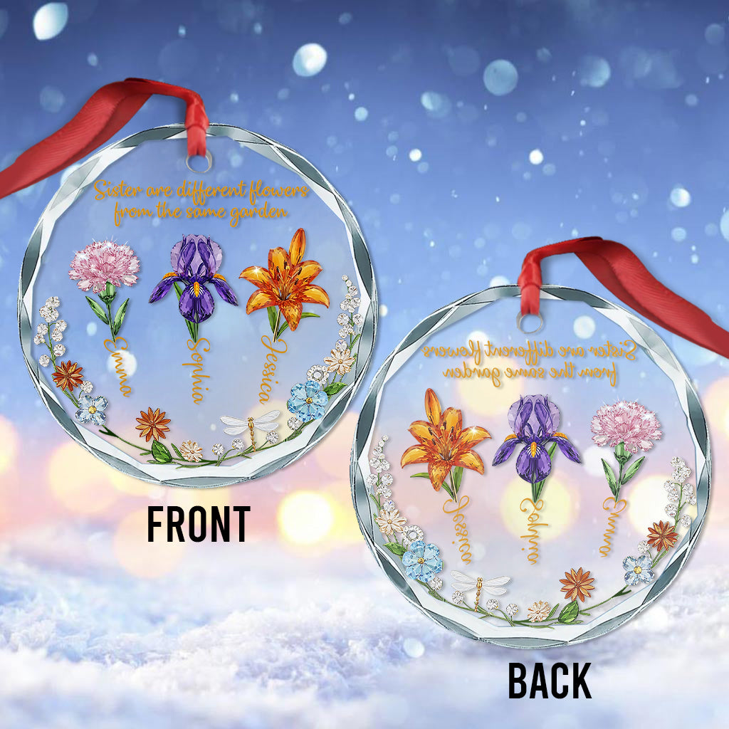 Merry Christmas - Personalized Bestie Round Shaped Glass Ornament