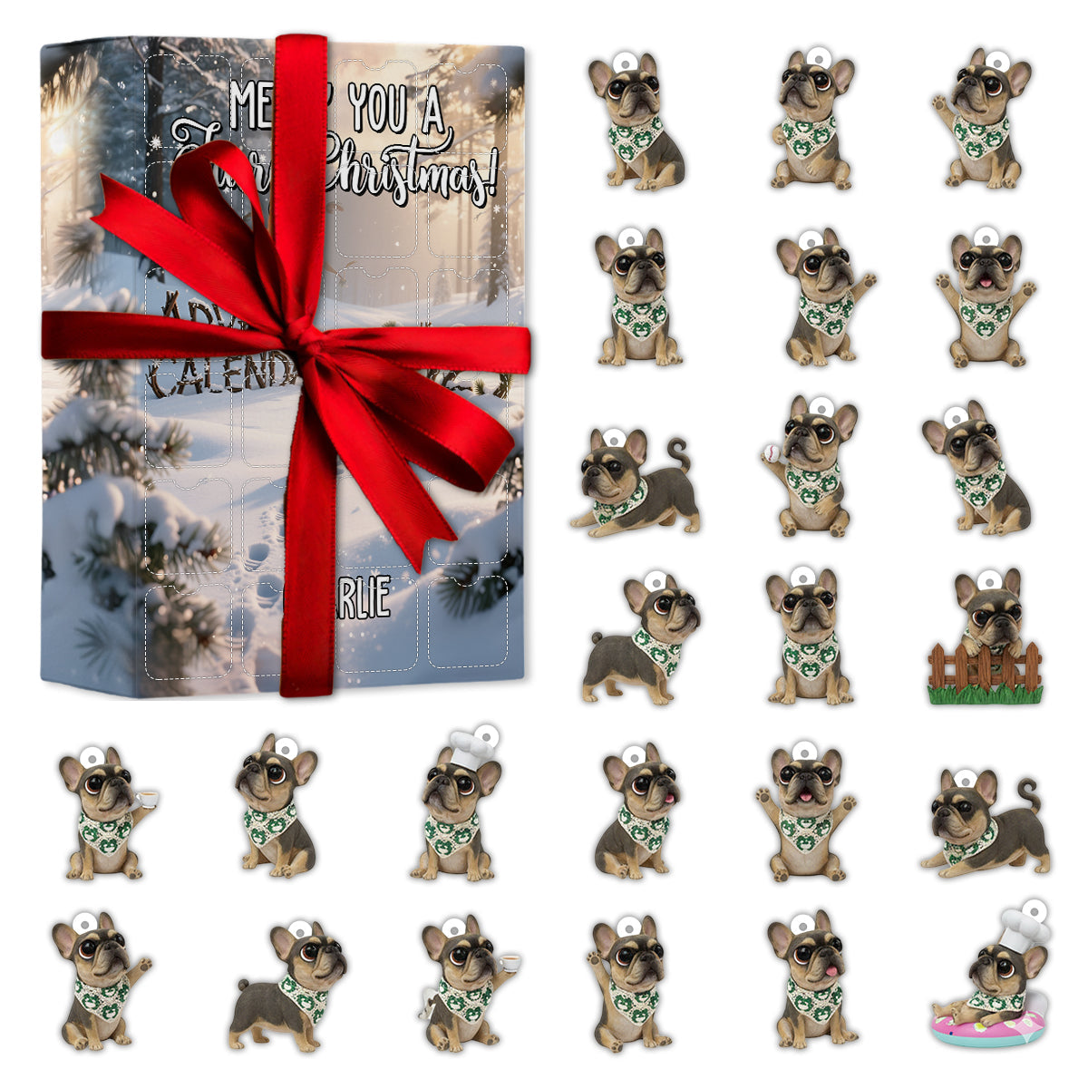 Joyeux Noël à quatre pattes ! Calendrier de l'Avent personnalisé pour chiens avec décorations