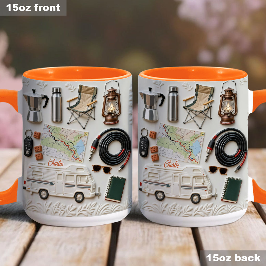 J'adore le camping - Mug et sous-verre personnalisés sur le thème du camping