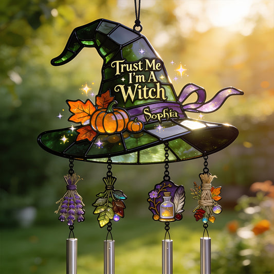 Trust Me I'm A Witch - Personalized Witch Wind Chime With Charm