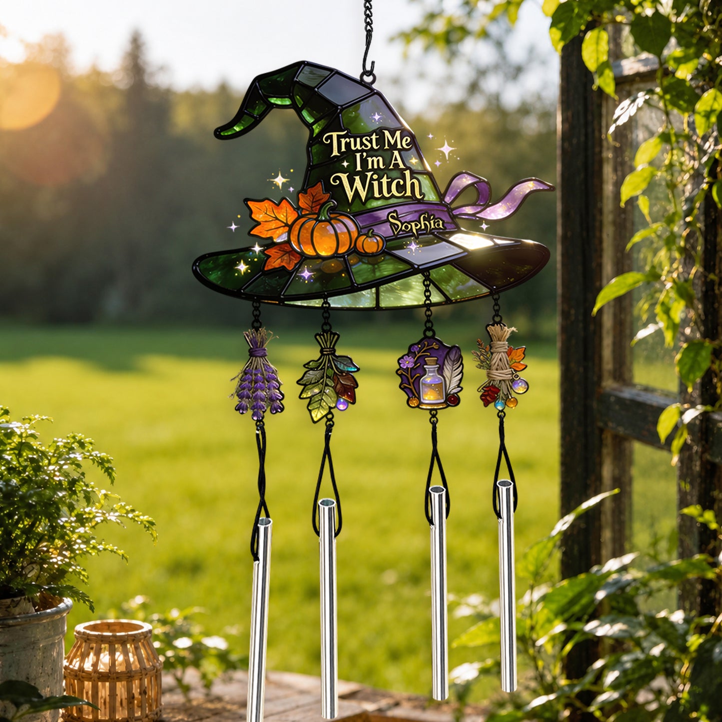 Trust Me I'm A Witch - Personalized Witch Wind Chime With Charm