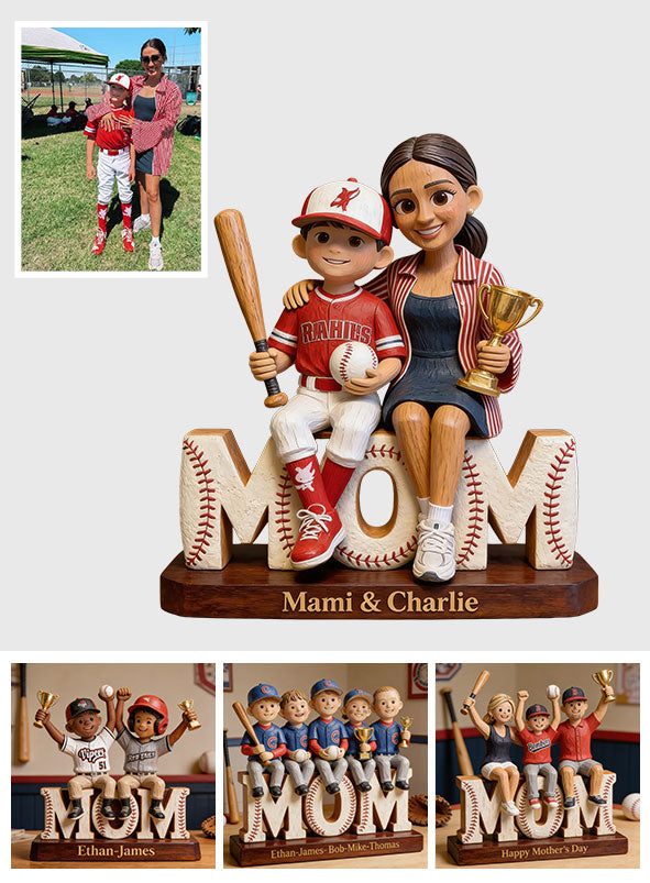 Maman de joueur de baseball - Plaque acrylique personnalisée en forme de mère
