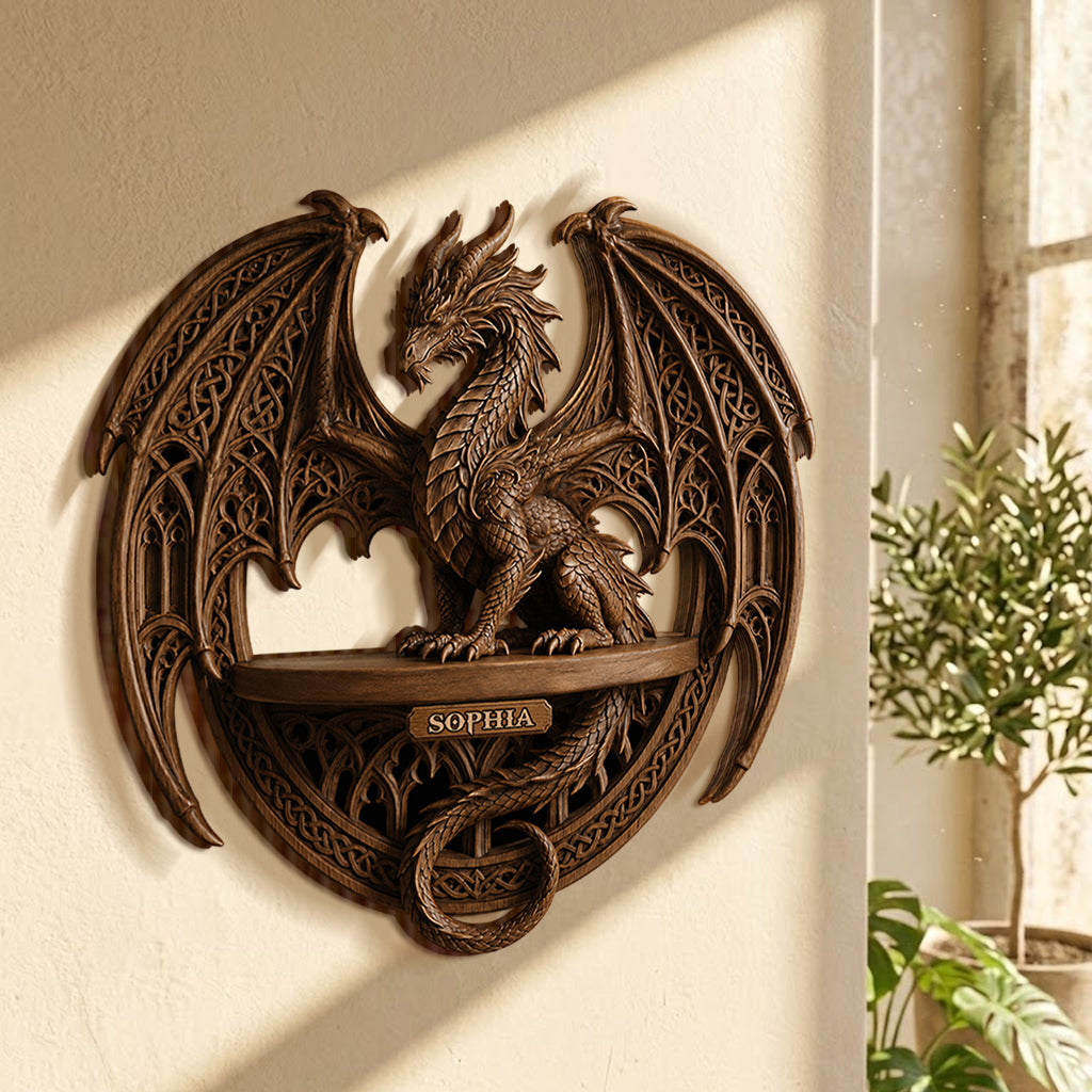 Cool Dragon - Personalized Dragon Wooden Floating Shelf