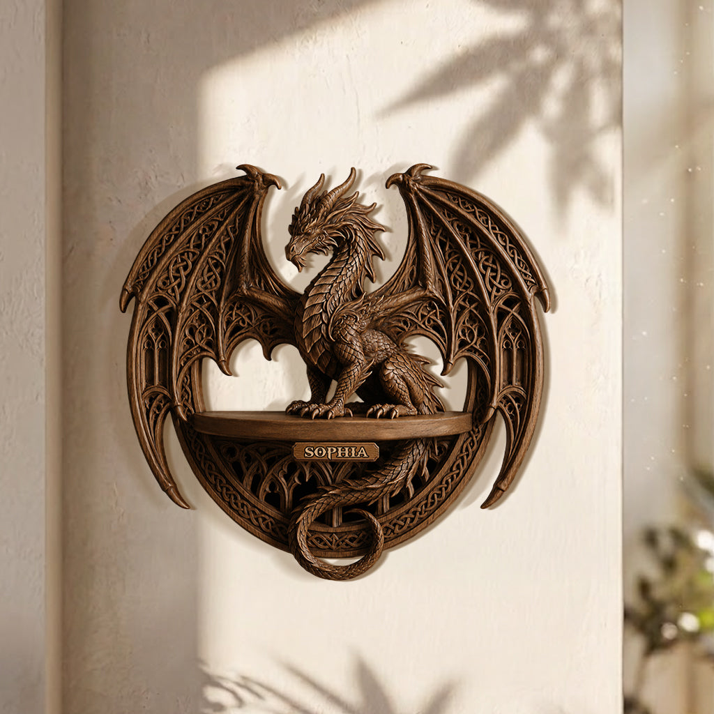 Cool Dragon - Personalized Dragon Wooden Floating Shelf