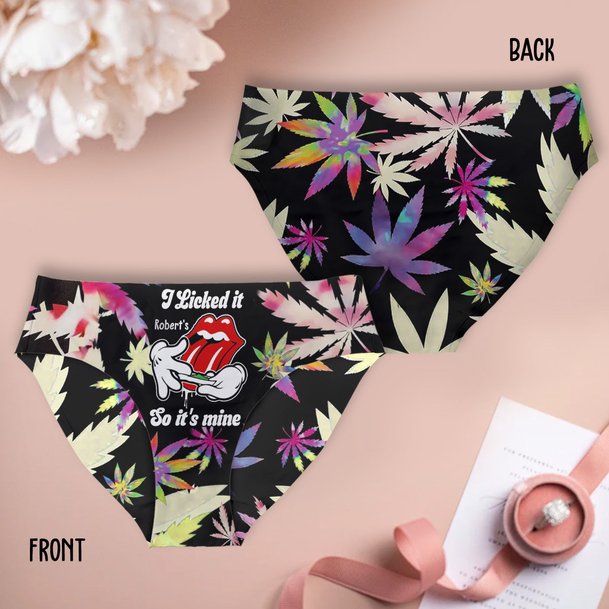 Je l'ai léché, alors il est à moi - Culottes personnalisées pour femmes et boxers pour hommes sur le thème du cannabis