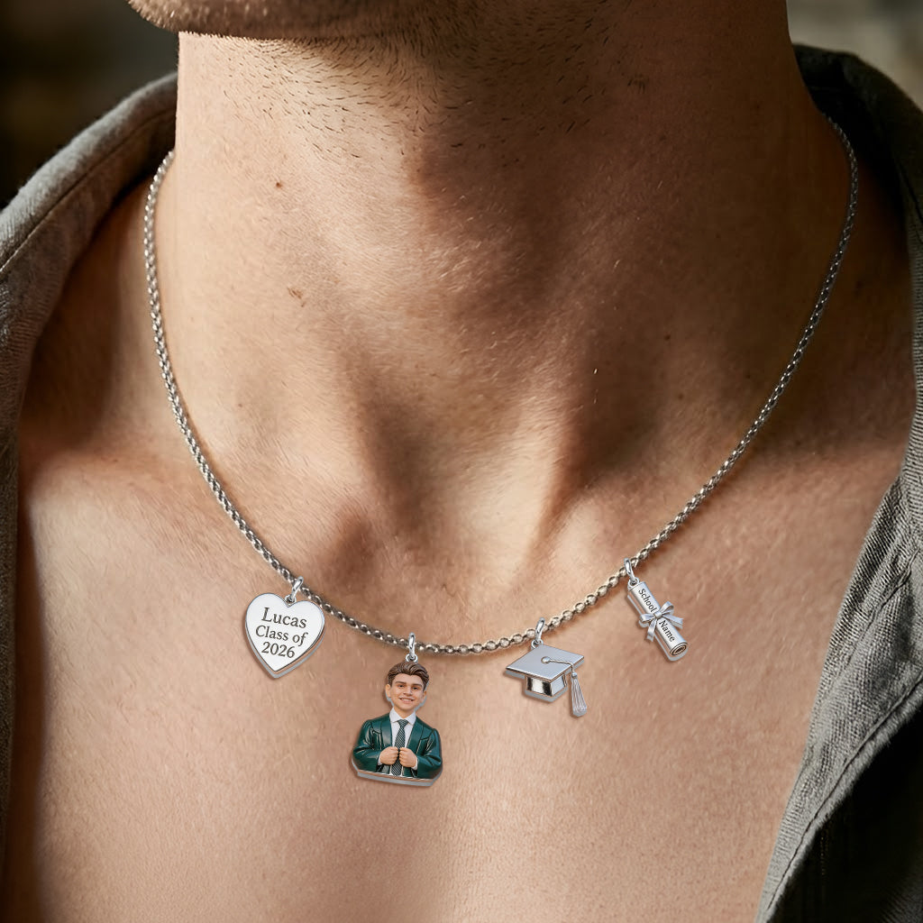 Promotion de 2026 - Colliers de graduation en métal personnalisés avec pendentifs