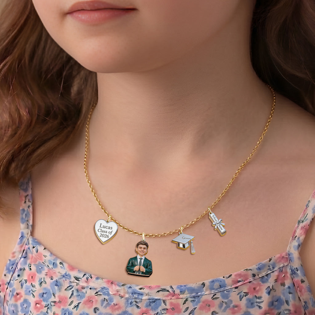 Promotion de 2026 - Colliers de graduation en métal personnalisés avec pendentifs