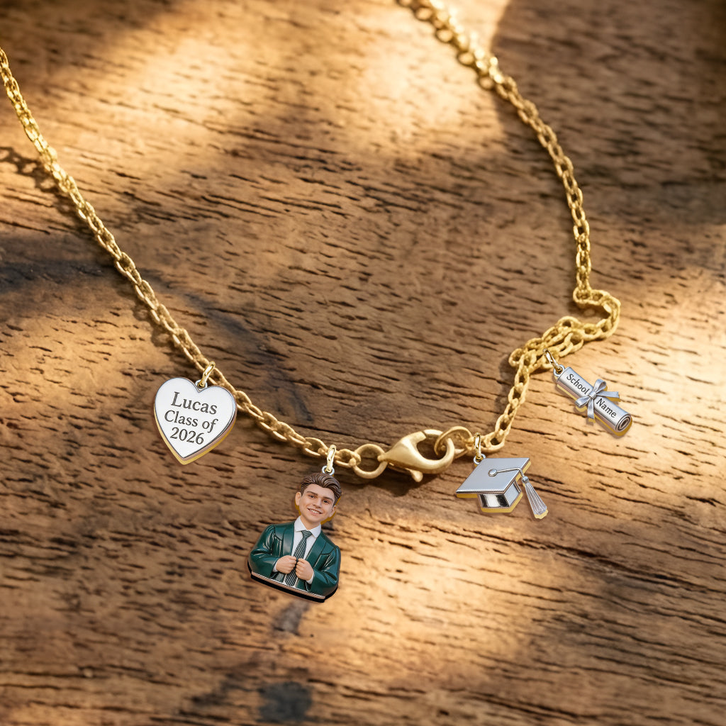 Promotion de 2026 - Colliers de graduation en métal personnalisés avec pendentifs