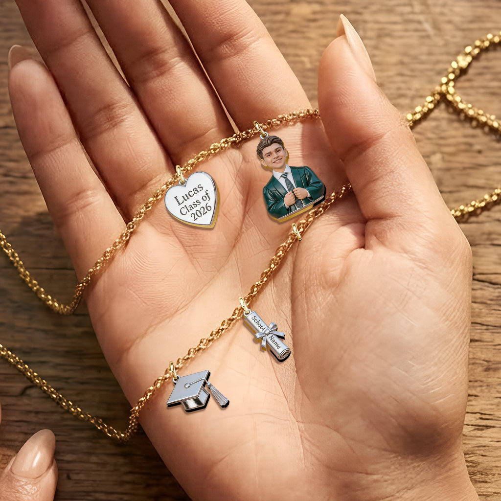 Promotion de 2026 - Colliers de graduation en métal personnalisés avec pendentifs