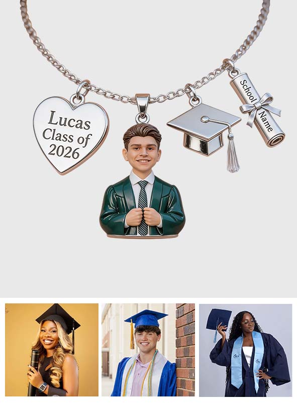 Promotion de 2026 - Colliers de graduation en métal personnalisés avec pendentifs