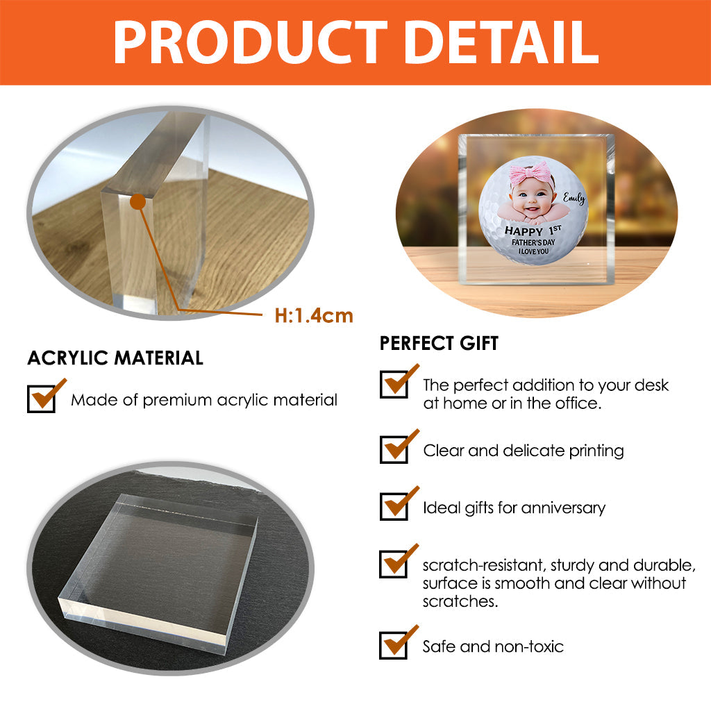 First Fathers Day Golf Balls - Personalized Golf Custom Shaped Acrylic Plaque