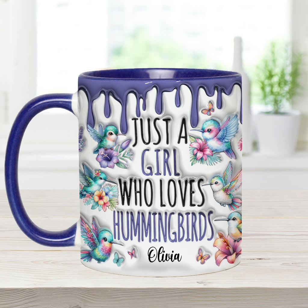 Just A Girl Who Loves Hummingbirds - Personalized Hummingbird Accent Mug