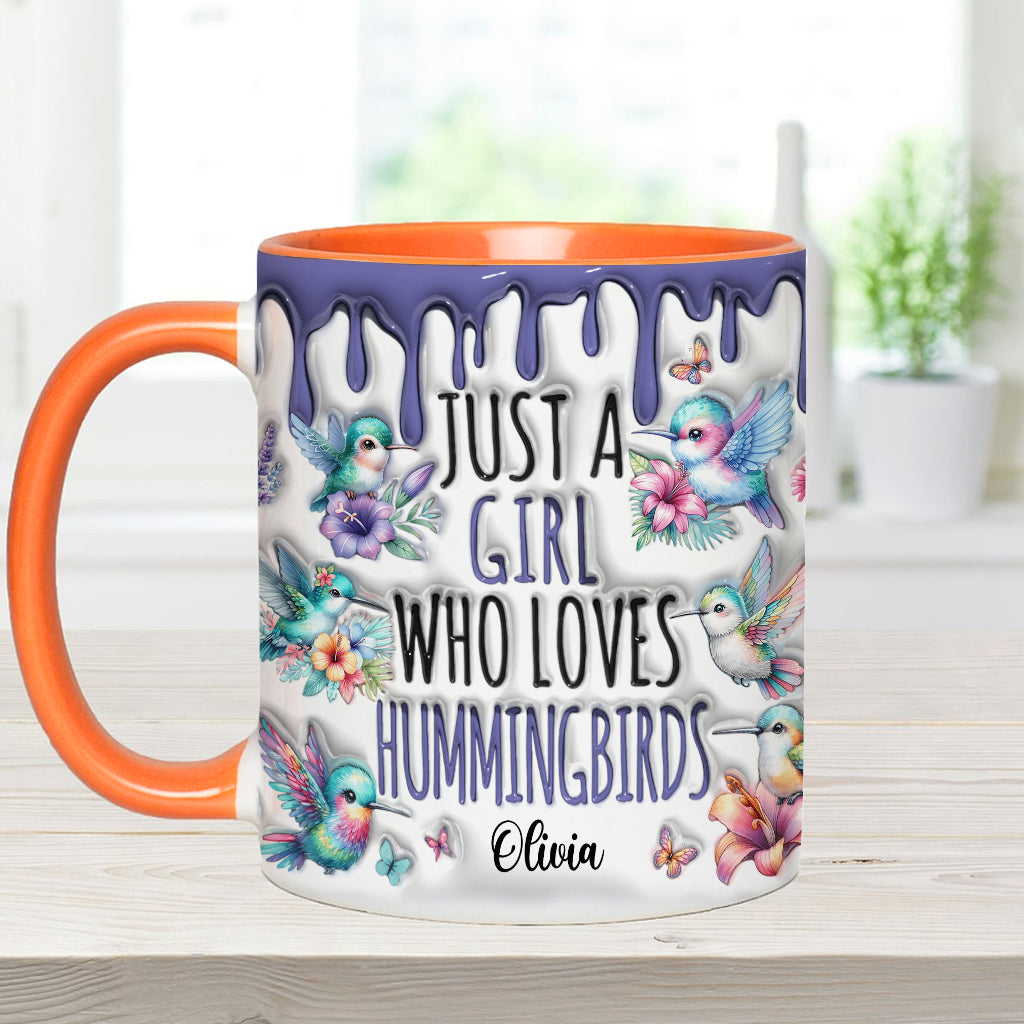 Just A Girl Who Loves Hummingbirds - Personalized Hummingbird Accent Mug