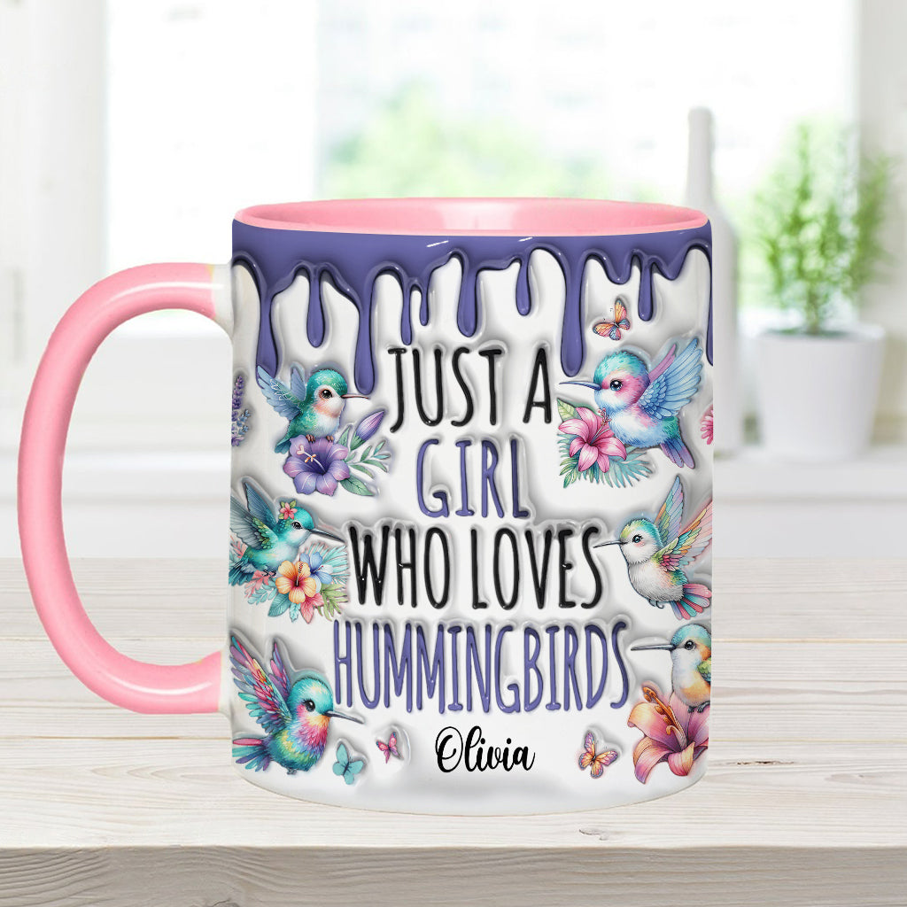 Just A Girl Who Loves Hummingbirds - Personalized Hummingbird Accent Mug