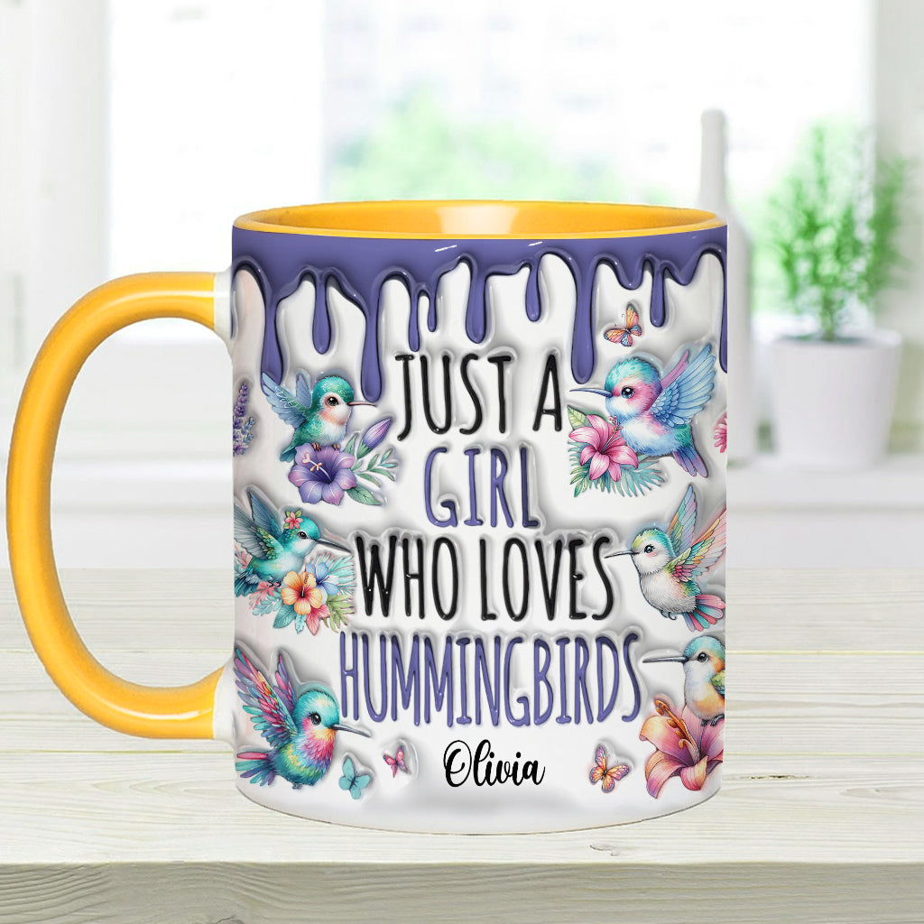 Just A Girl Who Loves Hummingbirds - Personalized Hummingbird Accent Mug