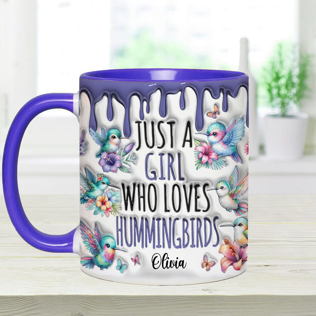 Just A Girl Who Loves Hummingbirds - Personalized Hummingbird Accent Mug