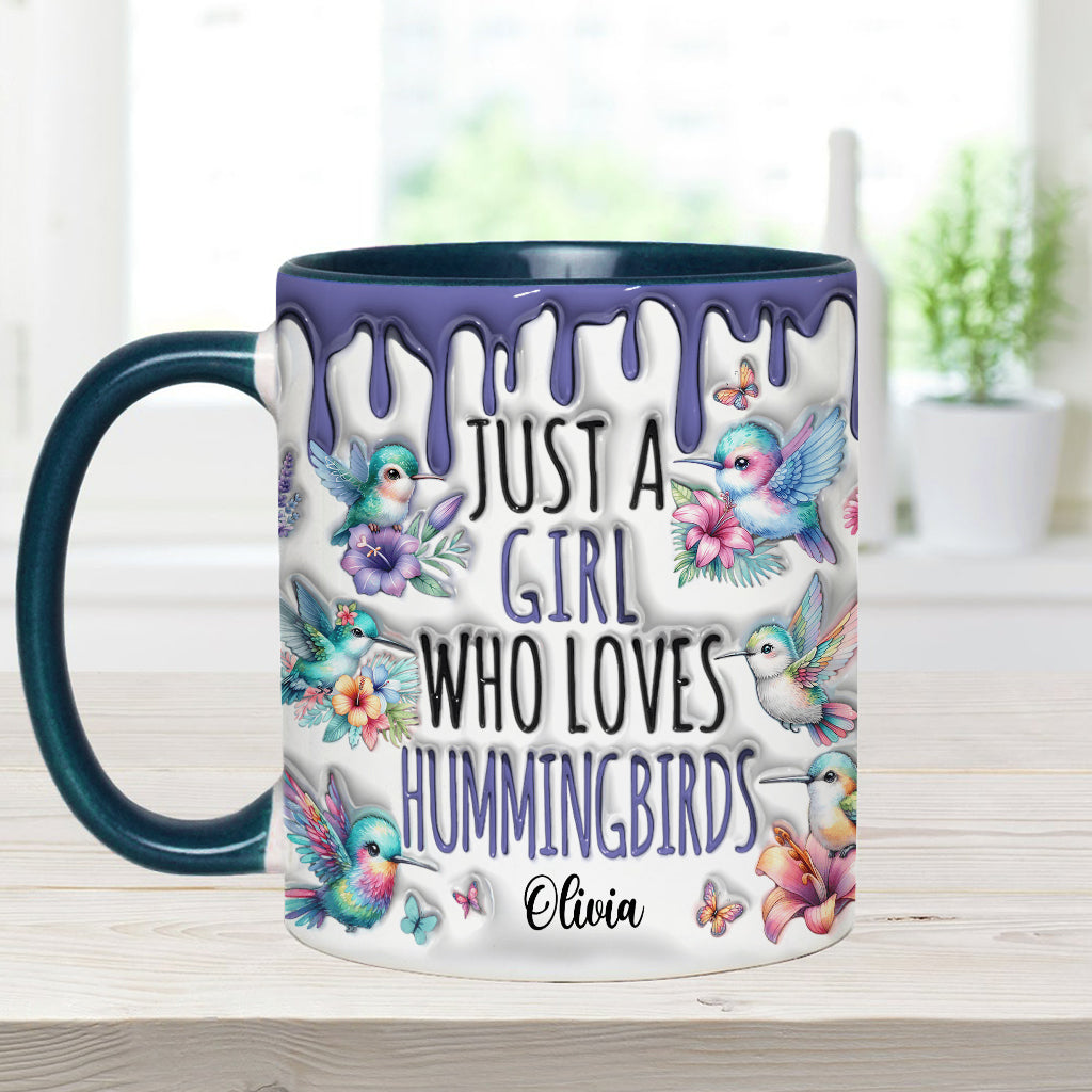 Just A Girl Who Loves Hummingbirds - Personalized Hummingbird Accent Mug