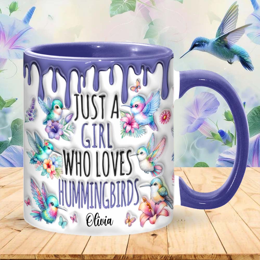 Just A Girl Who Loves Hummingbirds - Personalized Hummingbird Accent Mug