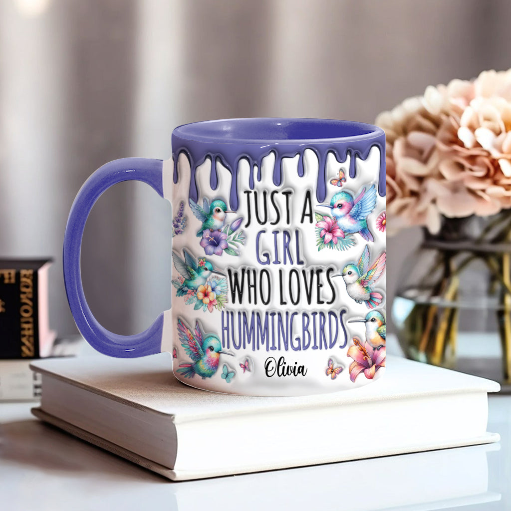 Just A Girl Who Loves Hummingbirds - Personalized Hummingbird Accent Mug