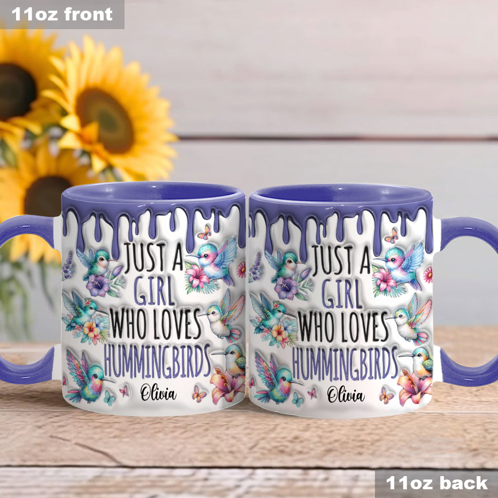 Just A Girl Who Loves Hummingbirds - Personalized Hummingbird Accent Mug