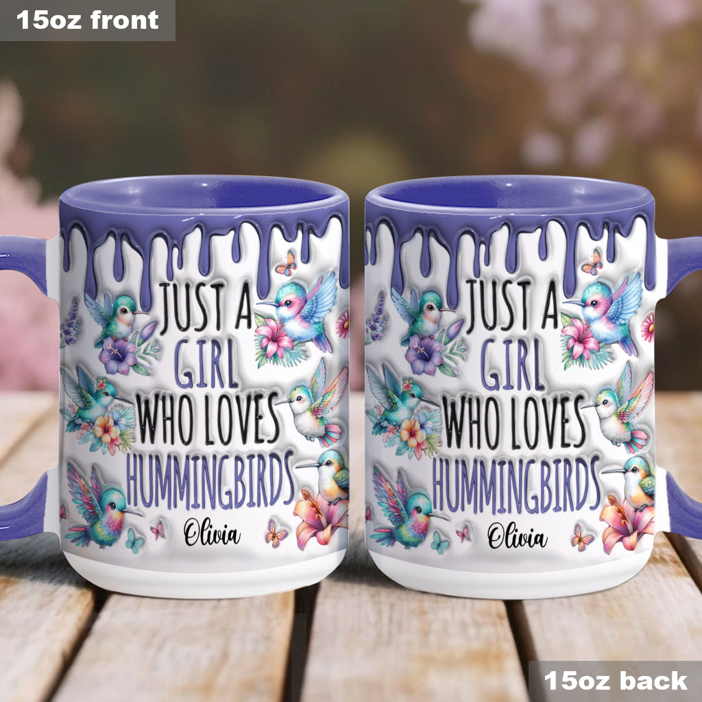 Just A Girl Who Loves Hummingbirds - Personalized Hummingbird Accent Mug