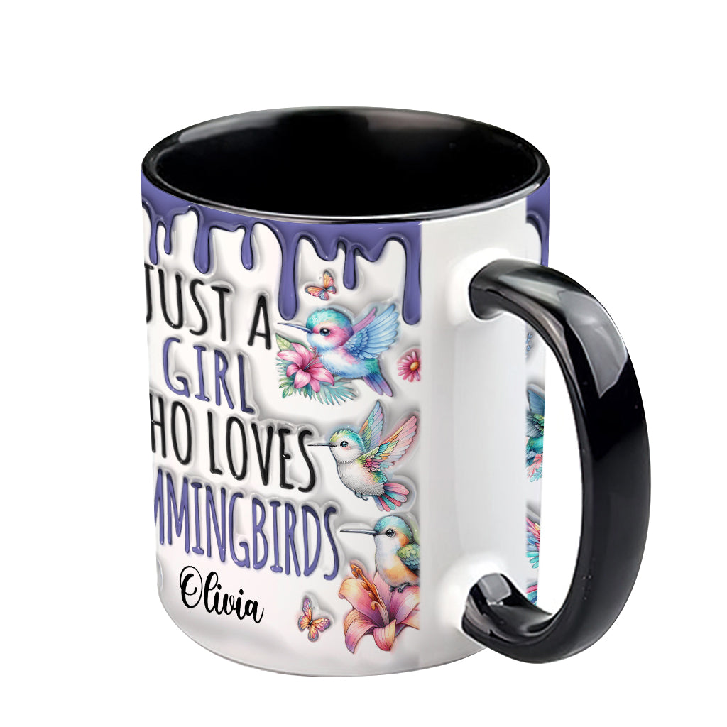 Just A Girl Who Loves Hummingbirds - Personalized Hummingbird Accent Mug