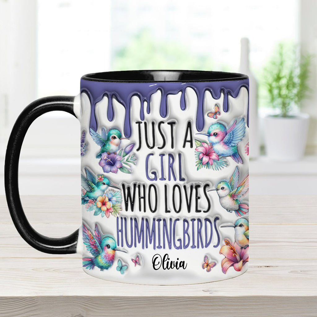 Just A Girl Who Loves Hummingbirds - Personalized Hummingbird Accent Mug