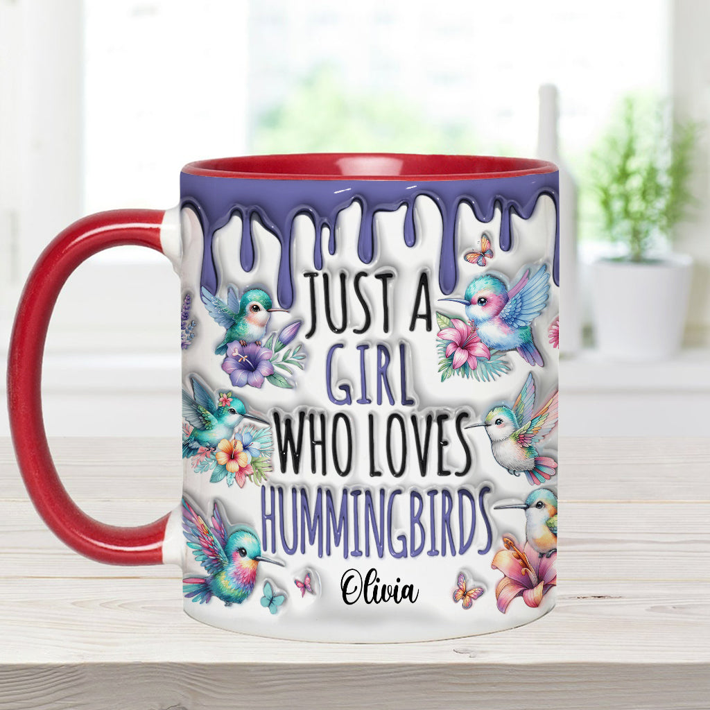 Just A Girl Who Loves Hummingbirds - Personalized Hummingbird Accent Mug