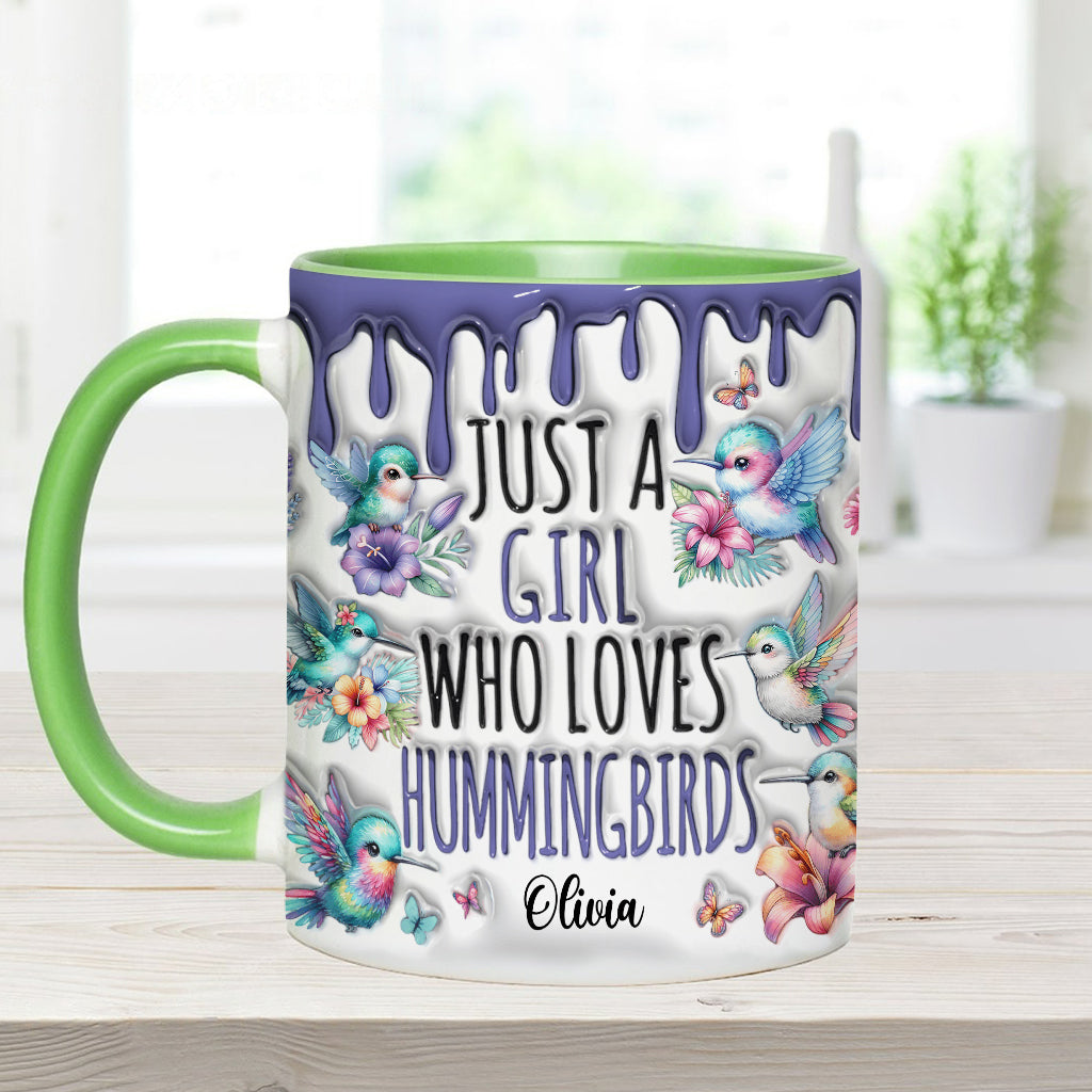 Just A Girl Who Loves Hummingbirds - Personalized Hummingbird Accent Mug