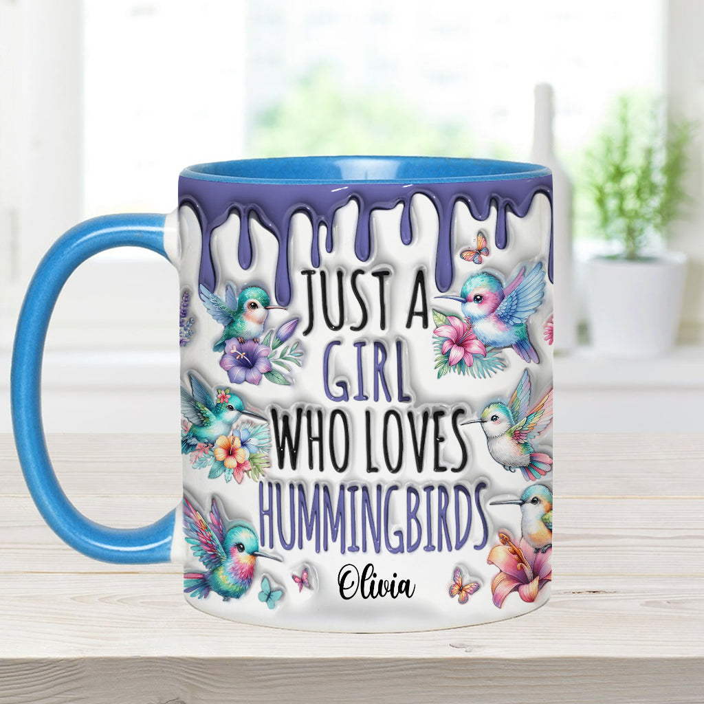 Just A Girl Who Loves Hummingbirds - Personalized Hummingbird Accent Mug