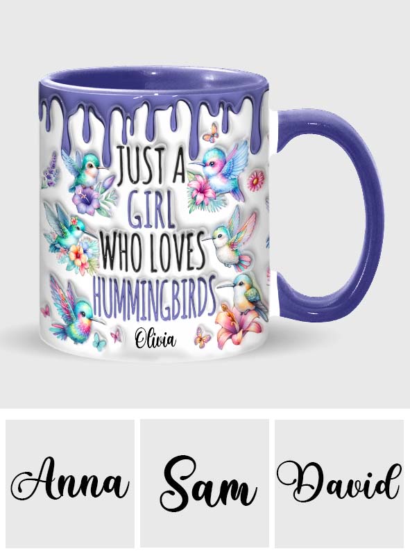 Just A Girl Who Loves Hummingbirds - Personalized Hummingbird Accent Mug