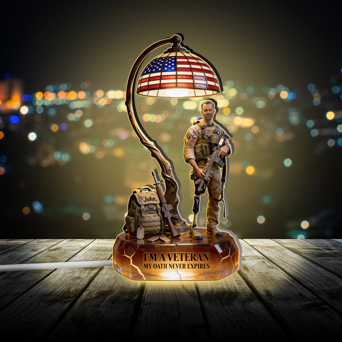 Military Veteran - Personalized Veteran Acrylic LED Night Light