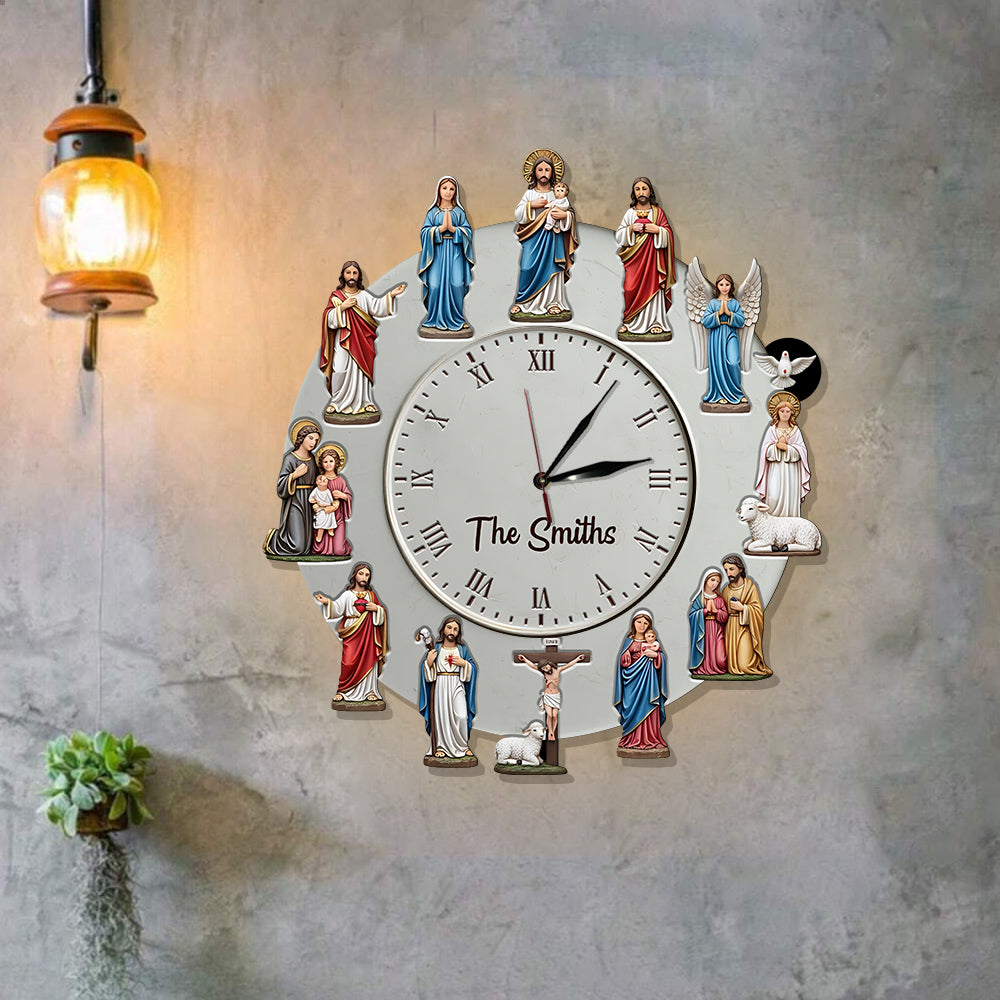 Foi intemporelle - Horloge murale lumineuse LED chrétienne personnalisée