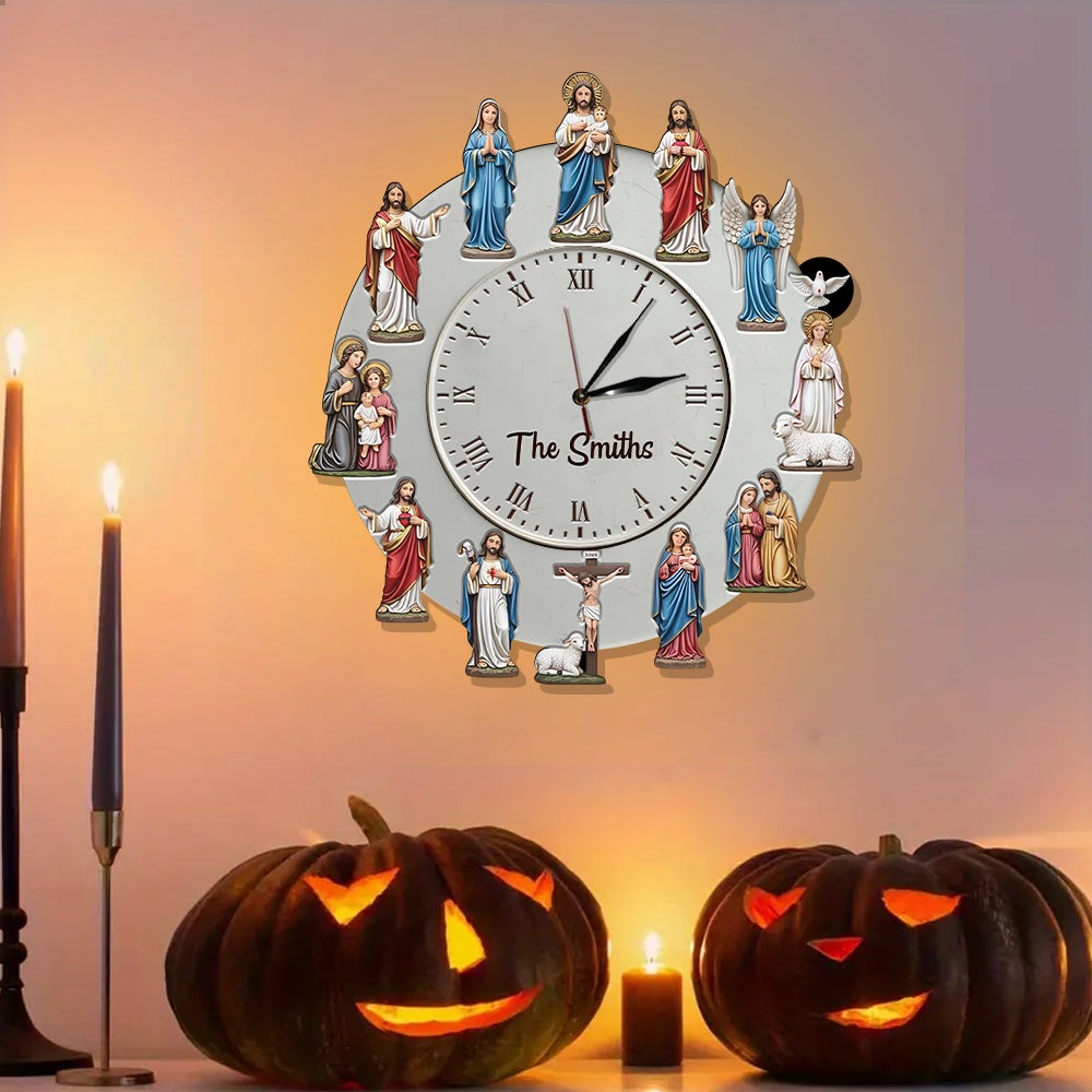 Foi intemporelle - Horloge murale lumineuse LED chrétienne personnalisée