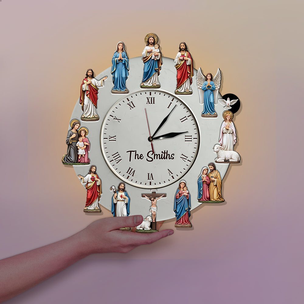 Foi intemporelle - Horloge murale lumineuse LED chrétienne personnalisée