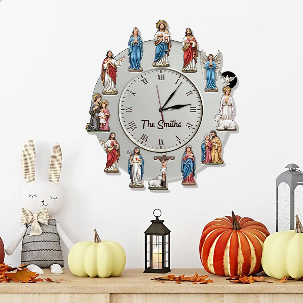 Foi intemporelle - Horloge murale lumineuse LED chrétienne personnalisée