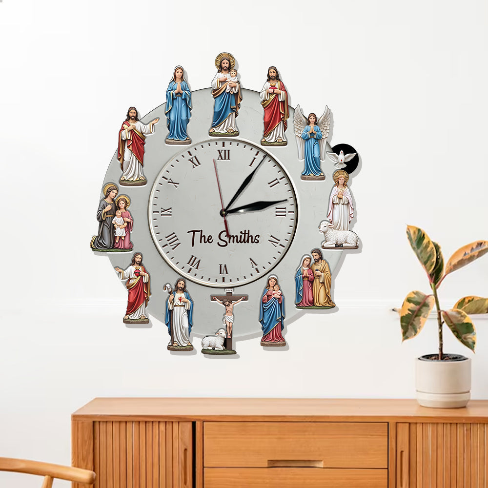 Foi intemporelle - Horloge murale lumineuse LED chrétienne personnalisée